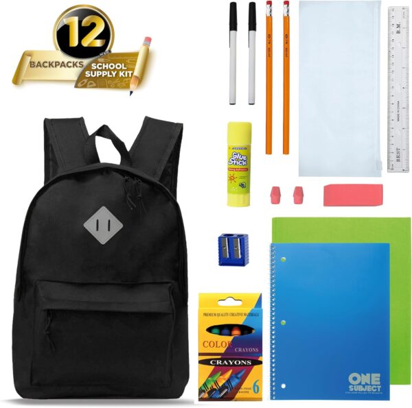 Backpacks, Middle, and High School Students - Case of 12 Wholesale Backpacks For Kids in Assorted Colors - Image 4