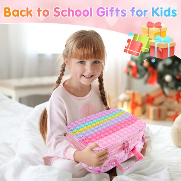 Pop Lunch Box Kids Lunch Bag for Girls Back to School Insulated Pink Lunch Box Reusable Food Containers Lunch Box School Supplies Leakproof Cooler Lunch Tote Bag for Work Office Travel School Picnic - Image 4