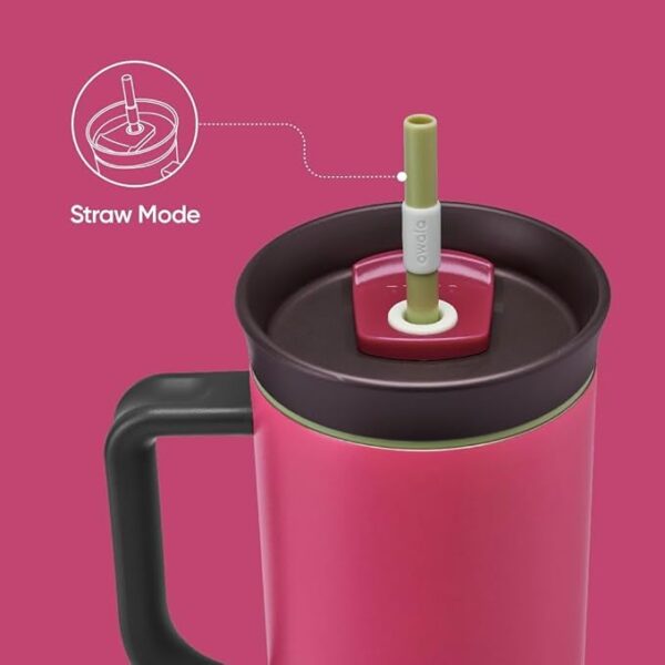 Owala Stainless Steel Triple Layer Insulated Travel Tumbler with Spill Resistant Lid, Straw, and Carry Handle, BPA Free, 40 oz, Pink (Watermelon Breeze) - Image 3